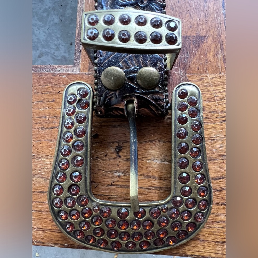 Beautiful fashion, cowgirl belt with rhinestones. Hearts and crosses.